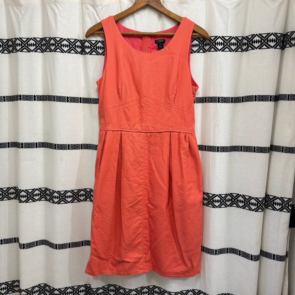 J.Crew Coral Cotton Sleeveless Dress‎ Size 6 – Fit & Flare, Lined, Pockets